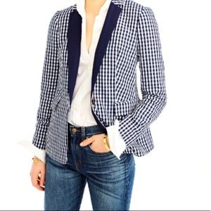 J Crew seersucker navy gingham blazer, 10